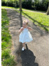 Ivory Organza Diamond Crystals Embellished Flower Girl Dress